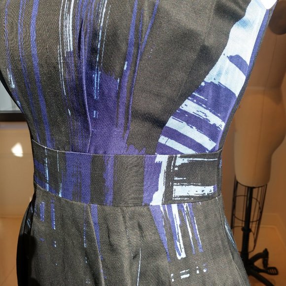 Sophisticated black and indigo A-Line dress - Picture 6 of 10